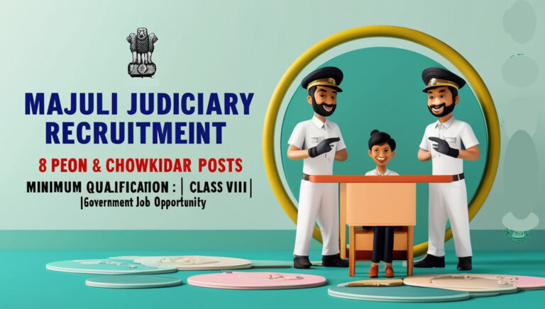 Majuli Judiciary is hiring for 8 Peon and Chowkidar posts. Apply before 21st December 2024.